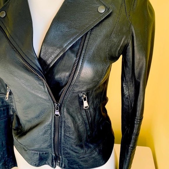 Real leather moto jacket - Picture 1 of 9